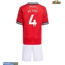 Manchester United Matthijs de Ligt #4 Heimtrikotsatz Kinder 2025-26 Kurzarm (+ Kurze Hosen)